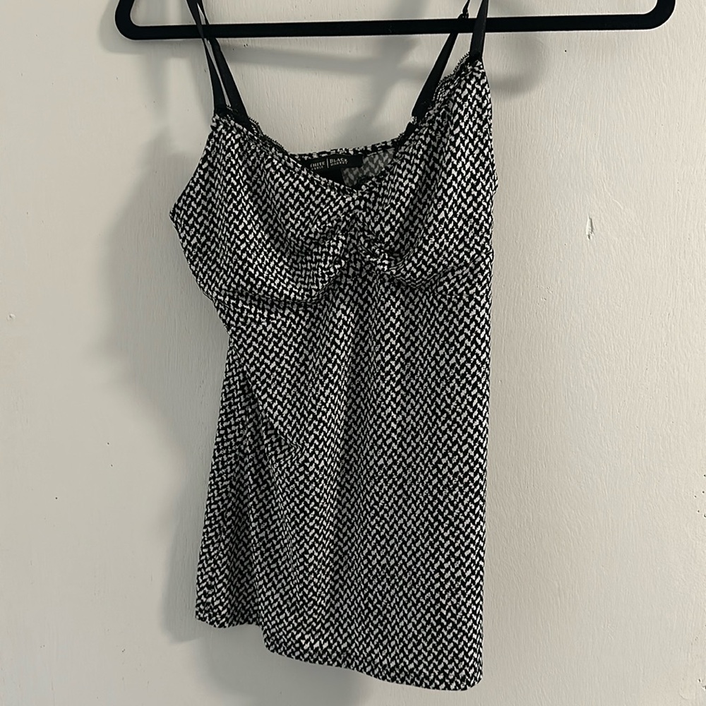 White House Black Market Houndstooth Cami with Lace Trim - Size XXS